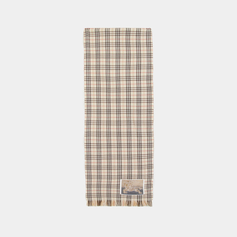 Mw Revers Tiny Check Scarf - Burberry - Wool - Beige