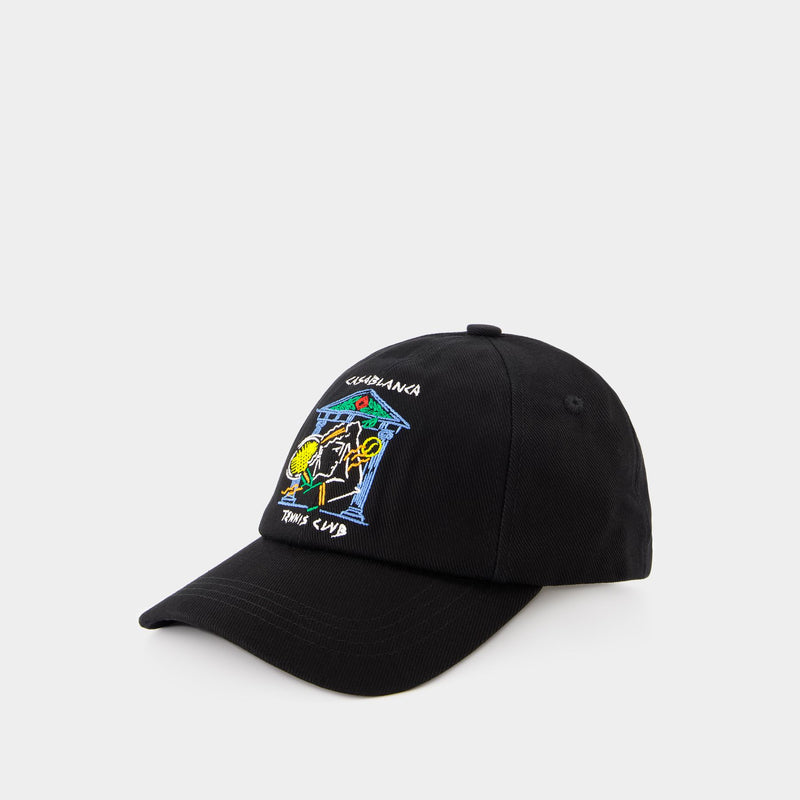 Crayon Temple Tennis Club Cap - Casablanca - Cotton - Black