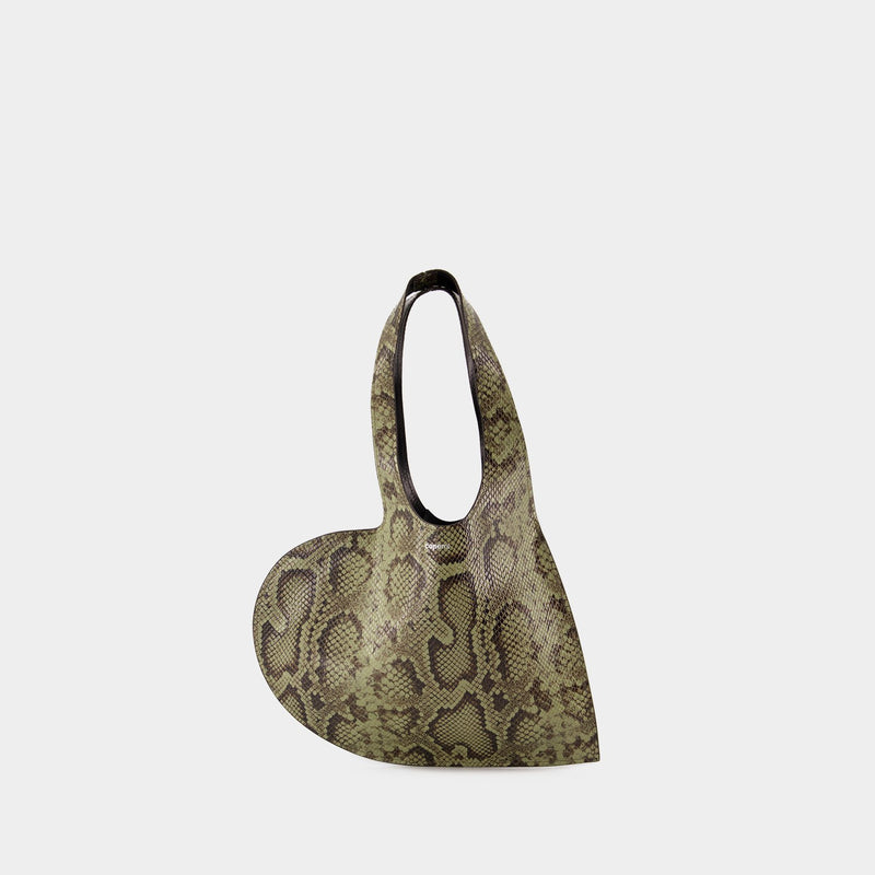 Python Printed Mini Heart Tote Bag - Coperni - Leather - Green