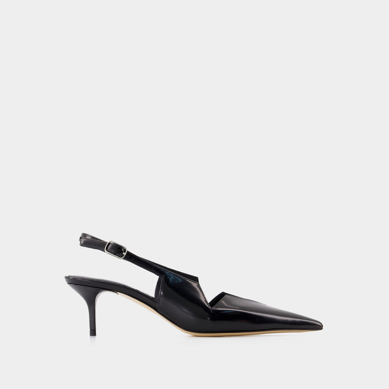 Gloss Star Cut Out Low Stiletto Pumps - Coperni - Leather - Black