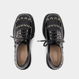 Heart Toe Grommet Brogue Loafers - Simone Rocha - Leather - Black