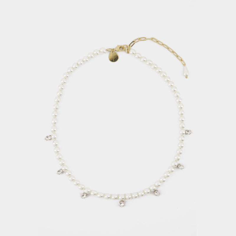 Pearl & Crystal Dagger Necklace - Simone Rocha - Pearl - Beige