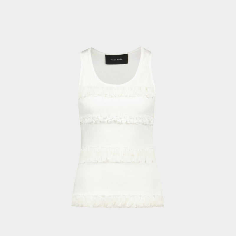 Fitted Ruffle Frill T-Shirt - Simone Rocha - Cotton - White