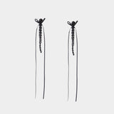 Slim Bow Ribbon Drip Earrings - Simone Rocha - Crystal - Black