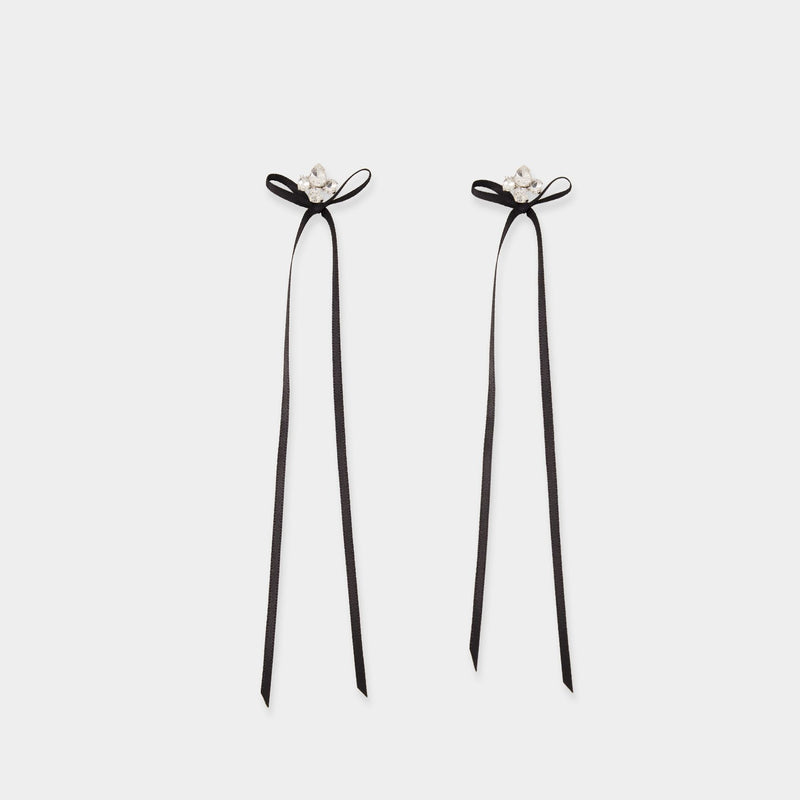 Victorian Bow Earrings - Simone Rocha - Crystal - Black