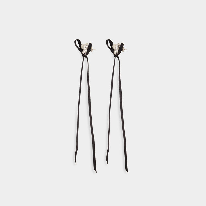 Victorian Bow Earrings - Simone Rocha - Crystal - Black