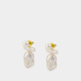 Stacked Baroque Earrings - Simone Rocha - Pearl - White