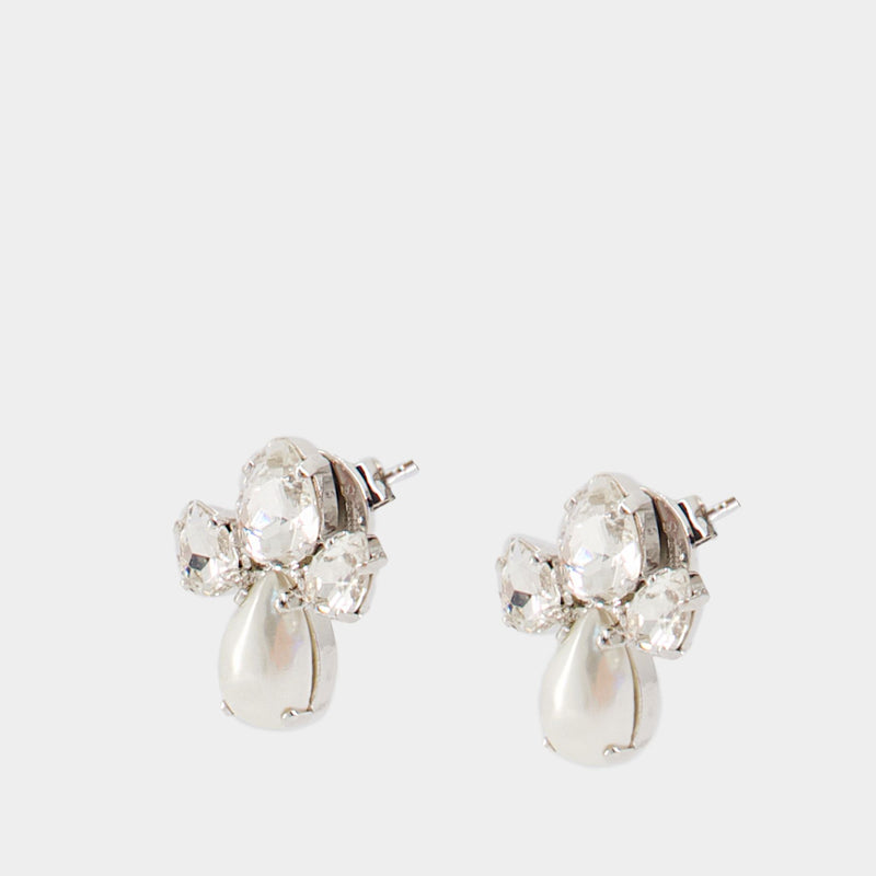 Victorian Floret Stud Earrings - Simone Rocha - Pearl - White