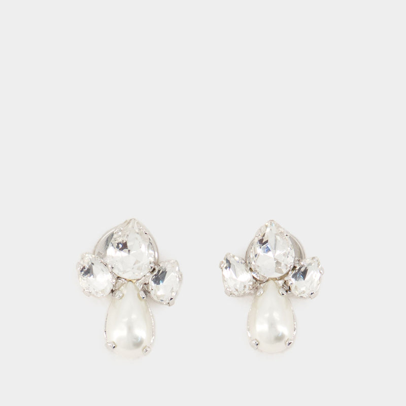 Victorian Floret Stud Earrings - Simone Rocha - Pearl - White