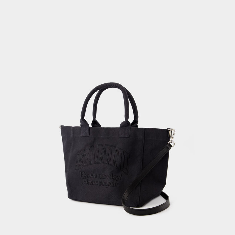 Small Easy Shopper Bag - Ganni - Cotton - Black