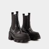 Cleated Mid Chelsea Boots - Ganni - Synthetic Leather - Black