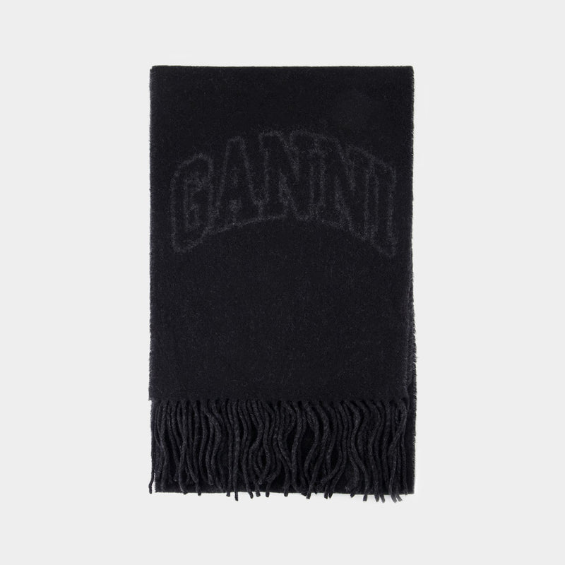 Narrow Please Scarf - Ganni - Wool - Black