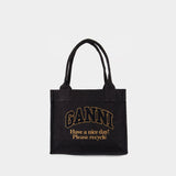 Large Easy Shopper Bag - Ganni - Cotton - Black