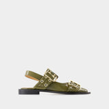 Ballerinas Feminine - Ganni - Synthetic - Green