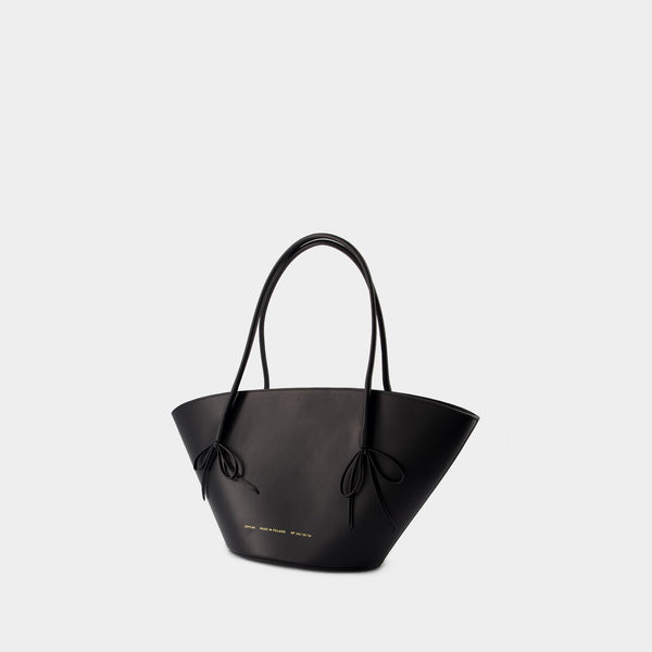 Big Shopper Bag With Bows - Chylak - Leather - Black