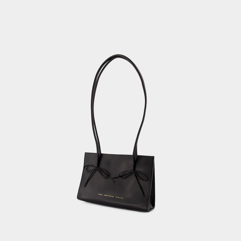 Shopper Bag With Bows - Chylak - Leather - Black