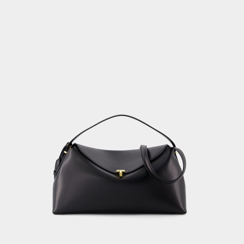 T Lock Top Handle Bag - TOTEME - Leather - Black