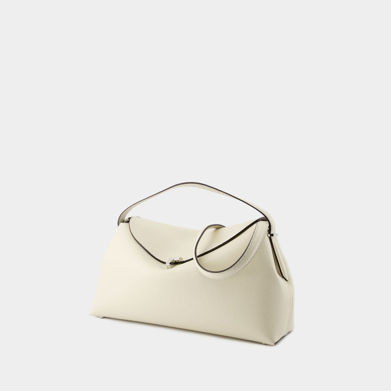 T Lock Top Handle Bag - TOTEME - Leather - Milk