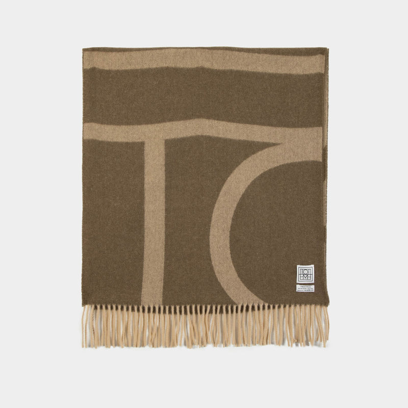 Monogram Jacquard Scarf - TOTEME - Wool - Brown