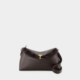 Shearling T-Lock Clutch - TOTEME - Leather - Brown