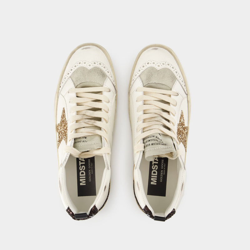 Mid Star Sneakers - Golden Goose Deluxe Brand - Leather - White