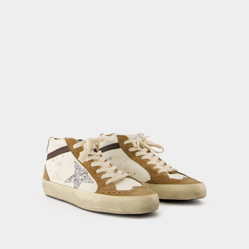 Mid Star Sneakers - Golden Goose Deluxe Brand - Leather - White