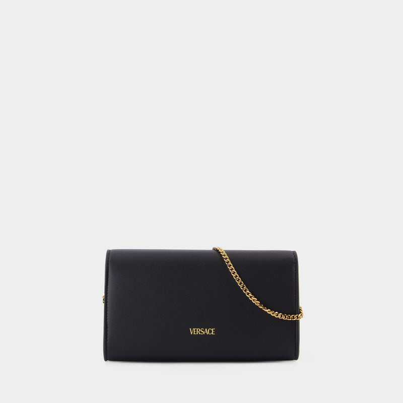 Medusa 95 Wallet On Chain - Versace - Leather - Black