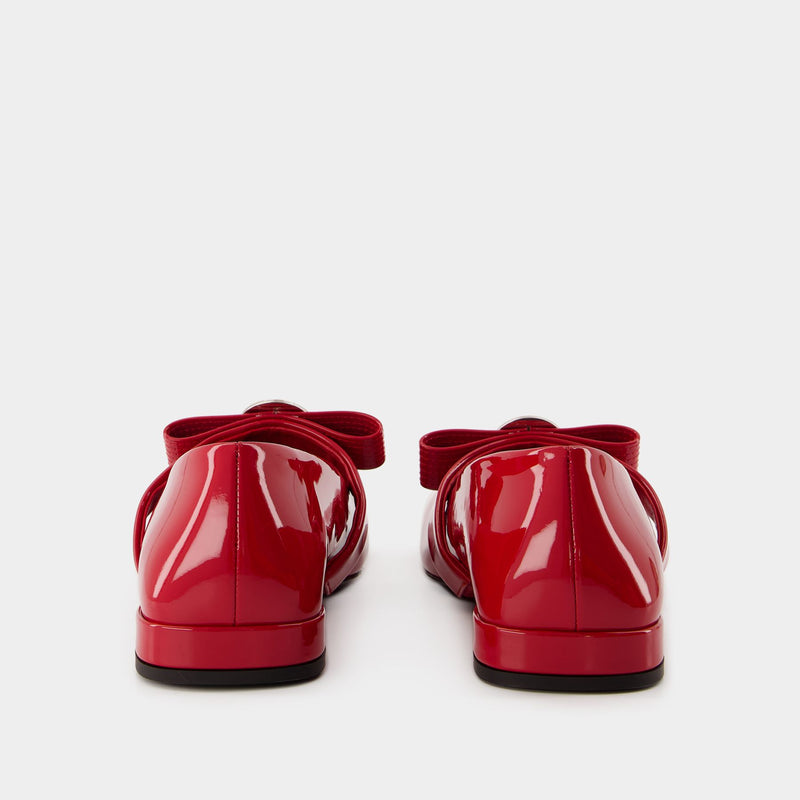 Gianni Ribbon Flat Shoes - Versace - Leather - Red