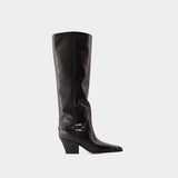 Jane Buckle 60 Boots - Paris Texas - Leather - Black