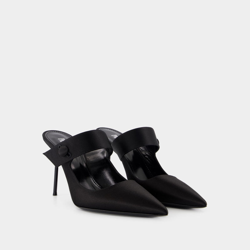 Lidia Couture Sabot 90 Pumps - Paris Texas - Silk - Black