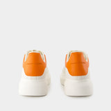 Oversize Sneakers - Alexander McQueen - Leather - White/Orange