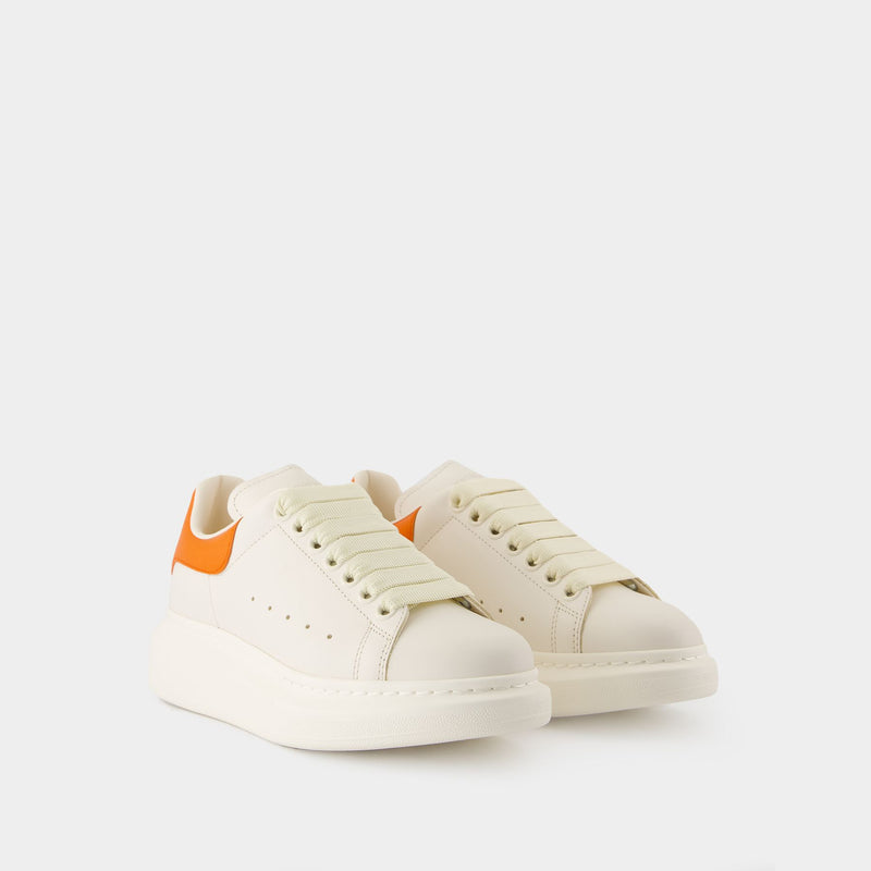 Oversize Sneakers - Alexander McQueen - Leather - White/Orange