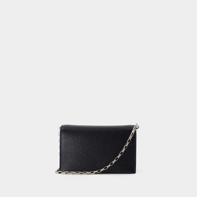 Mini Cross Bar Purse - Alexander McQueen - Leather - Black/Silver