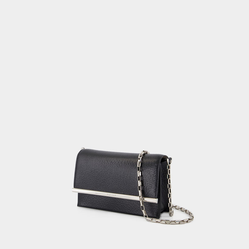 Mini Cross Bar Purse - Alexander McQueen - Leather - Black/Silver