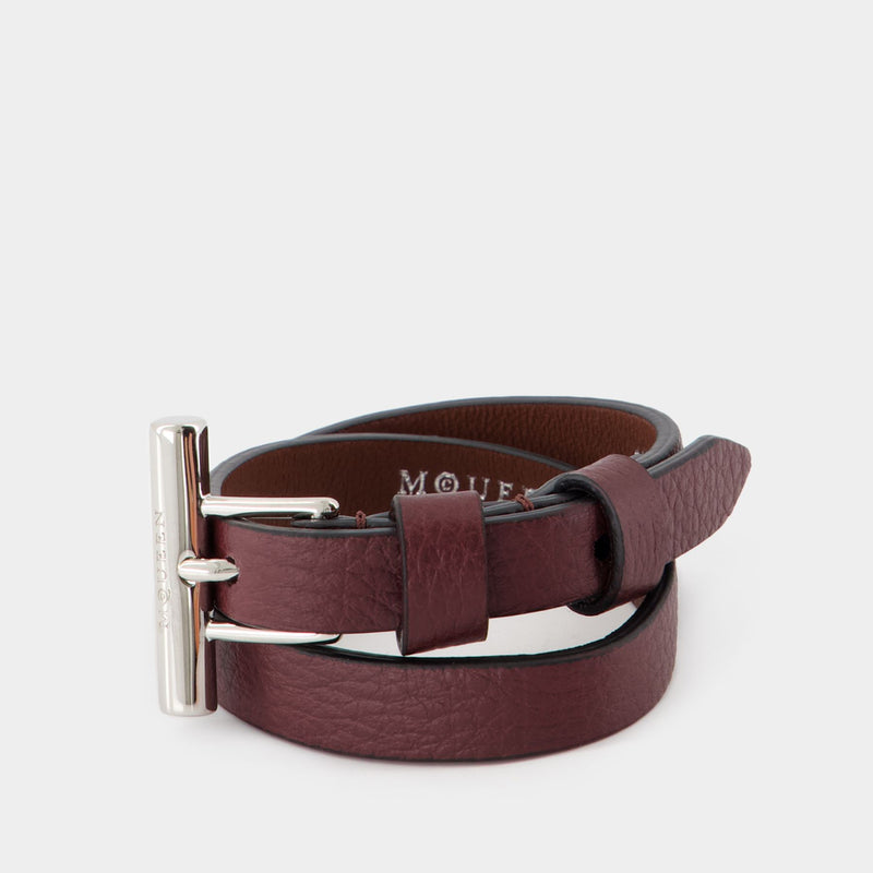 Cross-Bar Bracelet - Alexander McQueen - Leather - Red