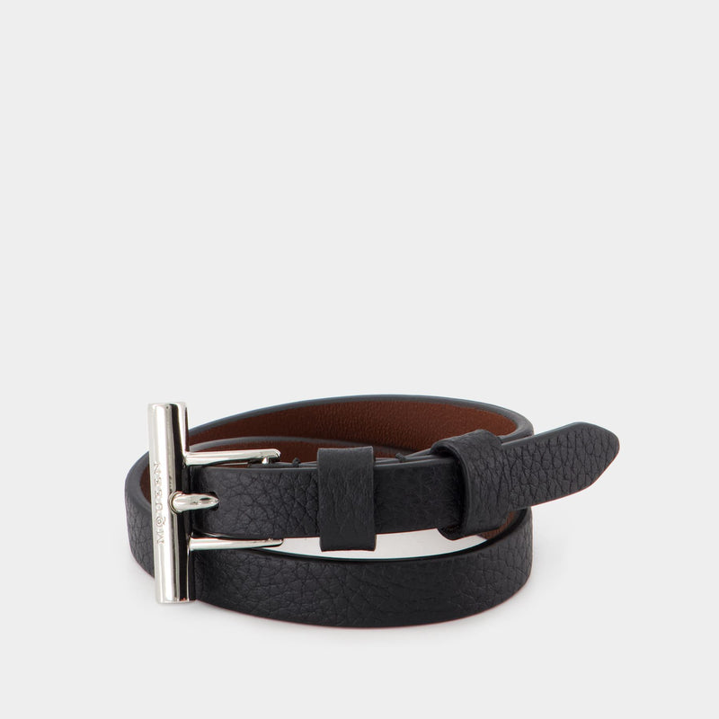 Cross-Bar Bracelet - Alexander McQueen - Leather - Black