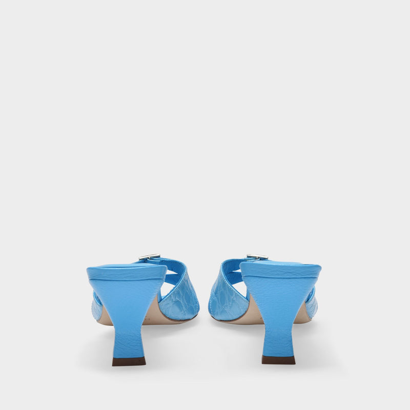 Noor Sandals in Blue Lagoon Grained Leather