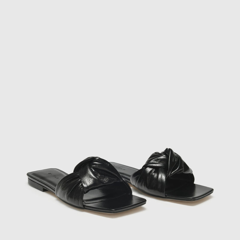 Lima Sandals in Black Smooth Leather