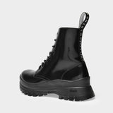 Trace Ankle Boots in Black Polyurethane