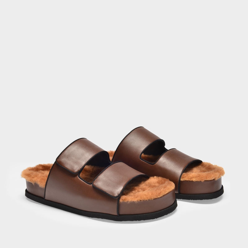 Dombai Sherling Sandals in Brown Leather