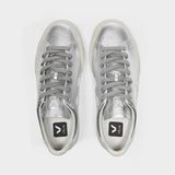 Campo Sneakers in Silver and White Chromefree Leather