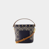 T Monogram Bucket Bag - Tory Burch - Cotton - Tory Navy