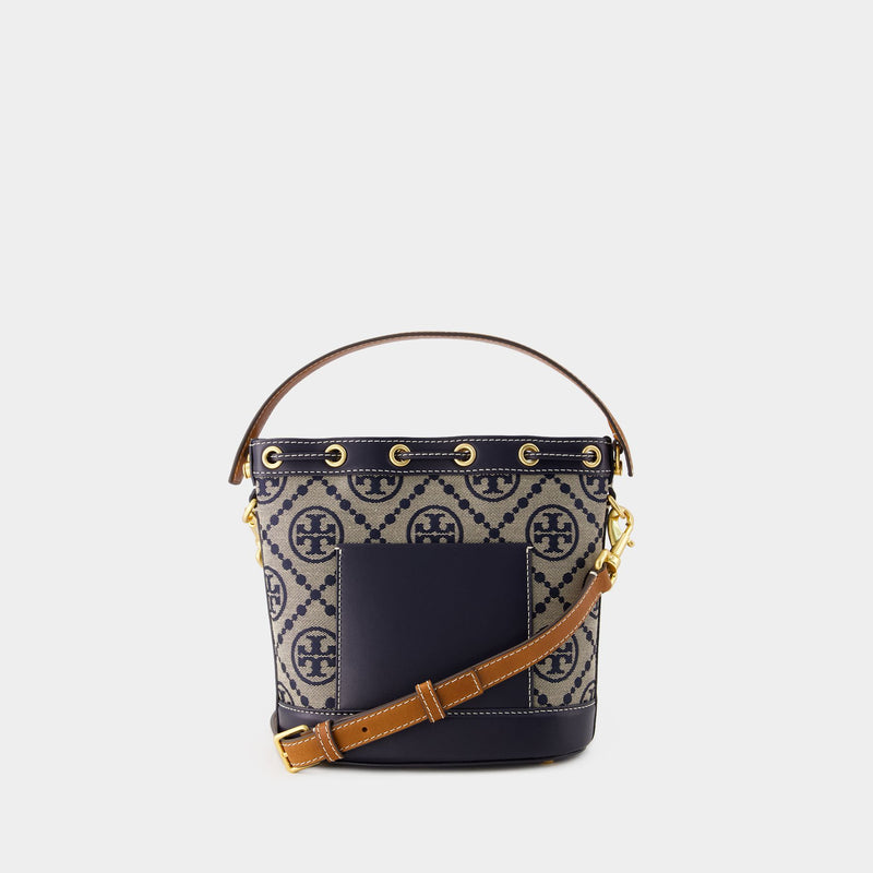 T Monogram Bucket Bag - Tory Burch - Cotton - Tory Navy