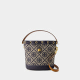 T Monogram Bucket Bag - Tory Burch - Cotton - Tory Navy