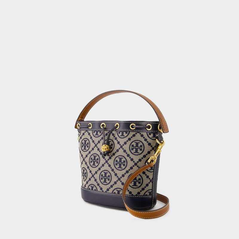 T Monogram Bucket Bag - Tory Burch - Cotton - Tory Navy