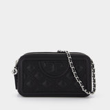 Fleming Double-Zip Mini Hobo Bag - Tory Burch -  Black/Silver - Leather