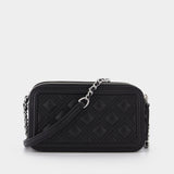 Fleming Double-Zip Mini Hobo Bag - Tory Burch -  Black/Silver - Leather