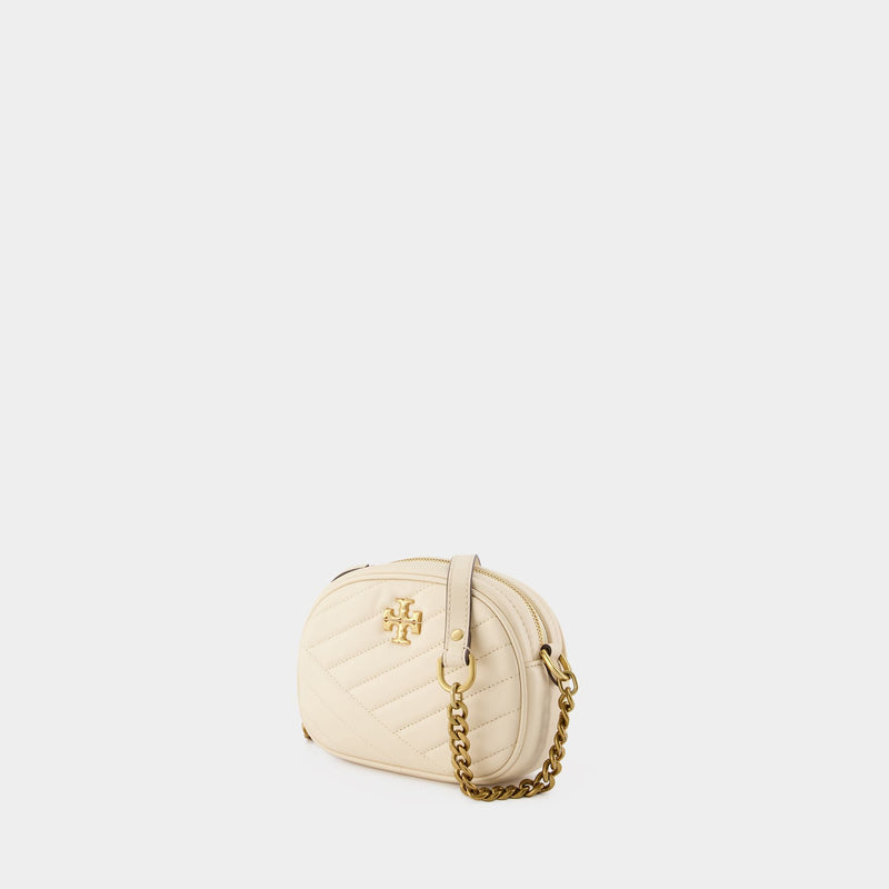 Kira Chevron Small Hobo Bag - Tory Burch - New Cream - Leather