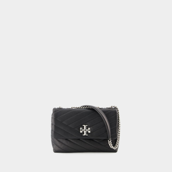 Kira Chevron Small Hobo Bag - Tory Burch - Black/Rolled Nickel - Leather  ref.840921 - Joli Closet