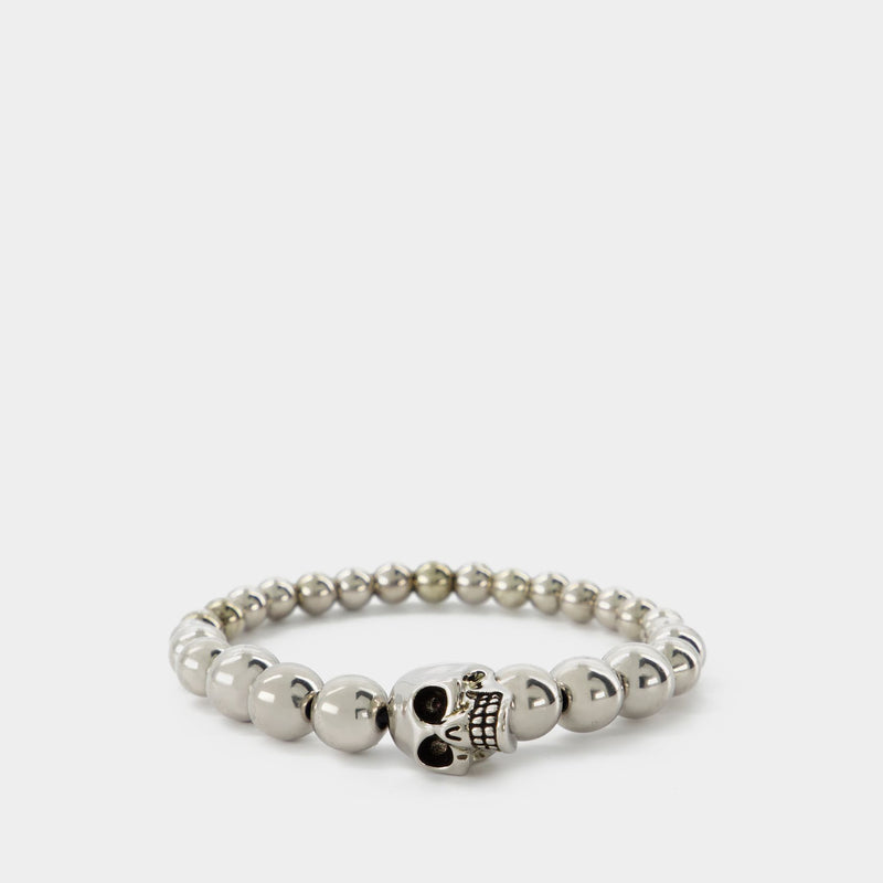 Silver Skull beaded metal bracelet | Alexander McQueen | MATCHES UK